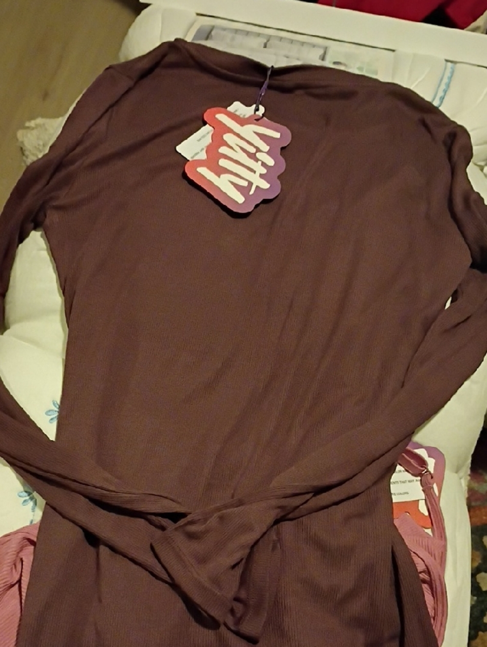 Fabletics Mauve Long Sleeve Ribbed Knit Dress